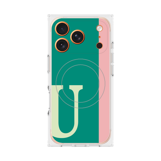 プレミアムスクエアケース with MagSafe［ オリジナル - initial color line - U green ］