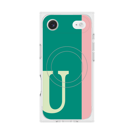 プレミアムスクエアケース with MagSafe［ オリジナル - initial color line - U green ］