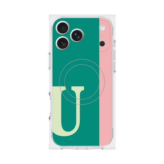 プレミアムスクエアケース with MagSafe［ オリジナル - initial color line - U green ］