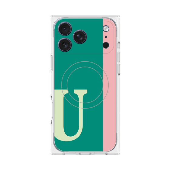 プレミアムスクエアケース with MagSafe［ オリジナル - initial color line - U green ］