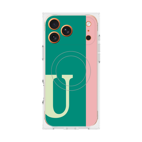 プレミアムスクエアケース with MagSafe［ オリジナル - initial color line - U green ］