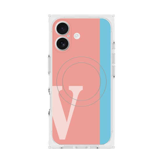 プレミアムスクエアケース with MagSafe［ オリジナル - initial color line - V pink ］