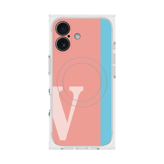 プレミアムスクエアケース with MagSafe［ オリジナル - initial color line - V pink ］