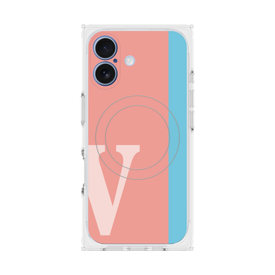 プレミアムスクエアケース with MagSafe［ オリジナル - initial color line - V pink ］