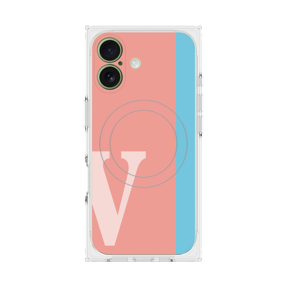 プレミアムスクエアケース with MagSafe［ オリジナル - initial color line - V pink ］