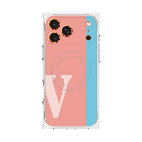 プレミアムスクエアケース with MagSafe［ オリジナル - initial color line - V pink ］