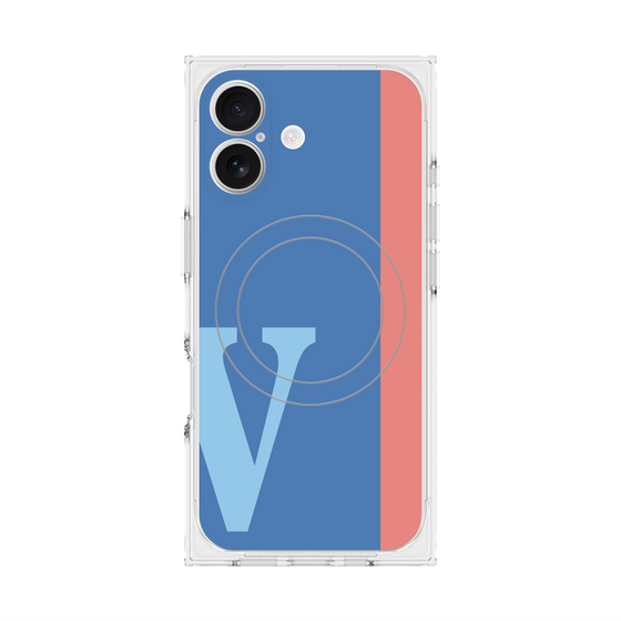 プレミアムスクエアケース with MagSafe［ オリジナル - initial color line - V blue ］