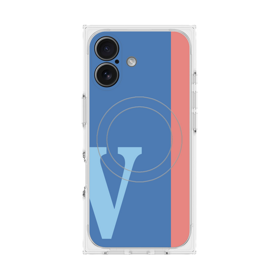 プレミアムスクエアケース with MagSafe［ オリジナル - initial color line - V blue ］