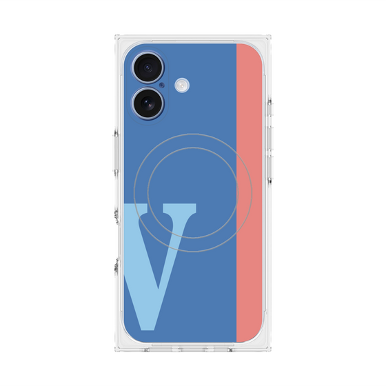 プレミアムスクエアケース with MagSafe［ オリジナル - initial color line - V blue ］