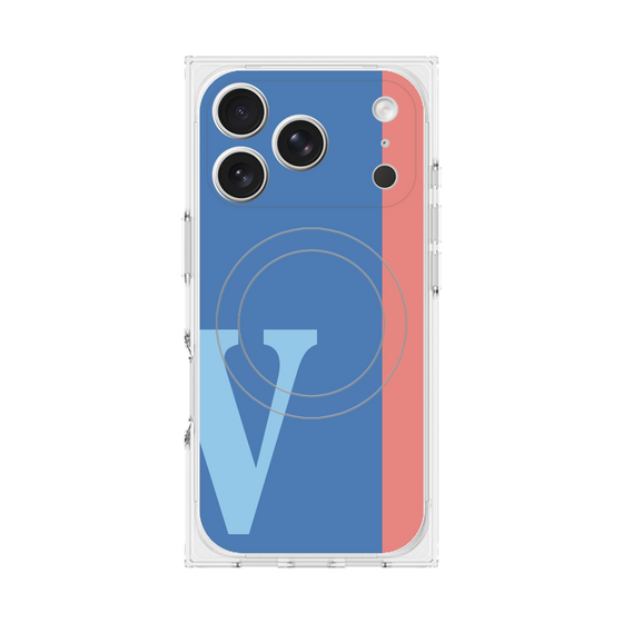 プレミアムスクエアケース with MagSafe［ オリジナル - initial color line - V blue ］