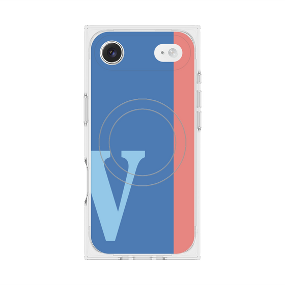 プレミアムスクエアケース with MagSafe［ オリジナル - initial color line - V blue ］