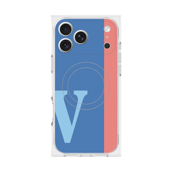 プレミアムスクエアケース with MagSafe［ オリジナル - initial color line - V blue ］