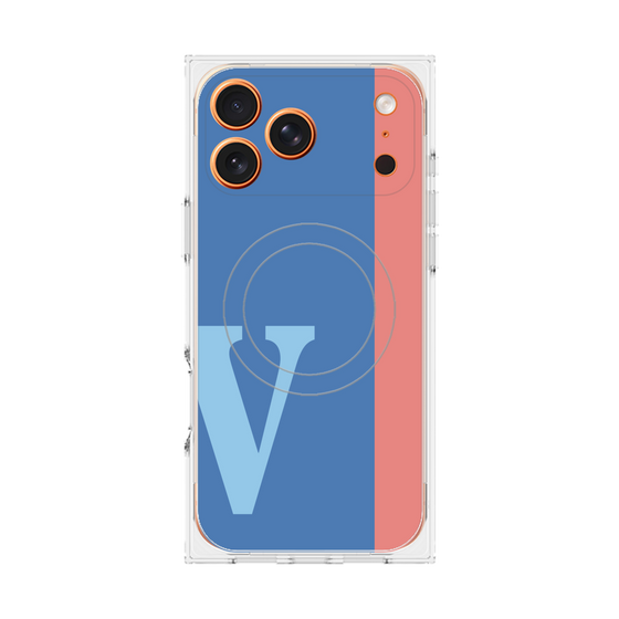 プレミアムスクエアケース with MagSafe［ オリジナル - initial color line - V blue ］