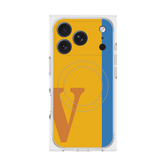 プレミアムスクエアケース with MagSafe［ オリジナル - initial color line - V orange ］