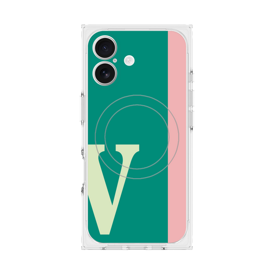 プレミアムスクエアケース with MagSafe［ オリジナル - initial color line - V green ］