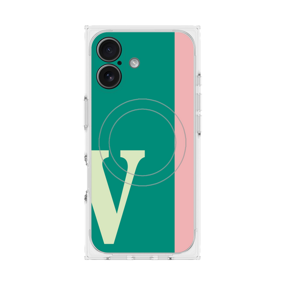 プレミアムスクエアケース with MagSafe［ オリジナル - initial color line - V green ］