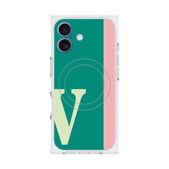 プレミアムスクエアケース with MagSafe［ オリジナル - initial color line - V green ］