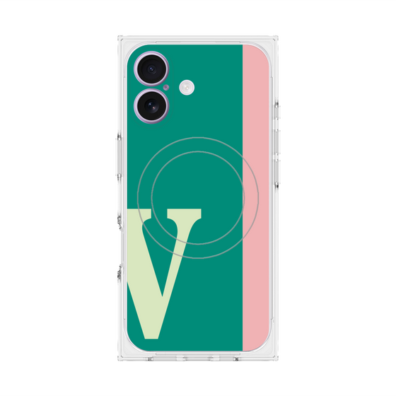 プレミアムスクエアケース with MagSafe［ オリジナル - initial color line - V green ］