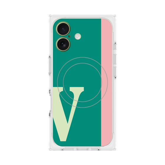 プレミアムスクエアケース with MagSafe［ オリジナル - initial color line - V green ］