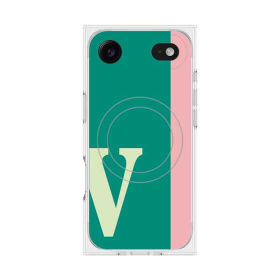 プレミアムスクエアケース with MagSafe［ オリジナル - initial color line - V green ］