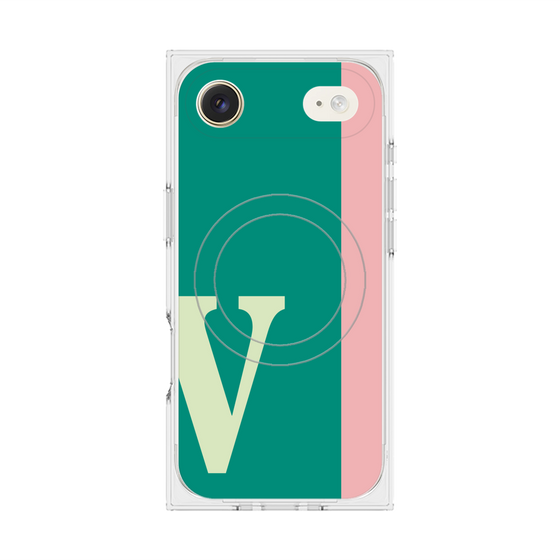 プレミアムスクエアケース with MagSafe［ オリジナル - initial color line - V green ］