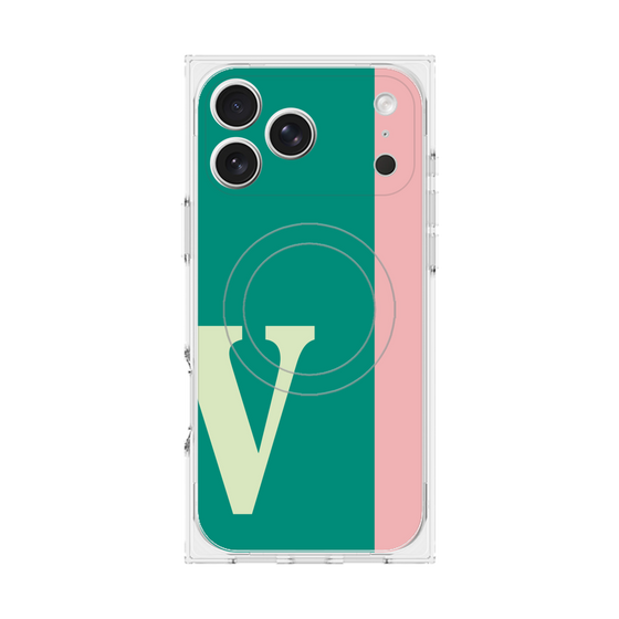 プレミアムスクエアケース with MagSafe［ オリジナル - initial color line - V green ］