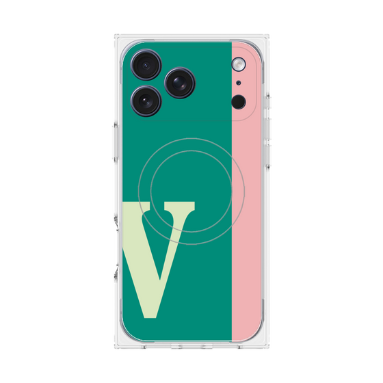プレミアムスクエアケース with MagSafe［ オリジナル - initial color line - V green ］