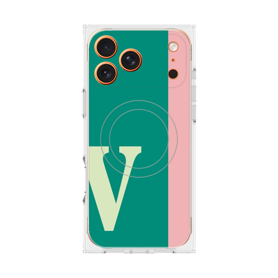 プレミアムスクエアケース with MagSafe［ オリジナル - initial color line - V green ］