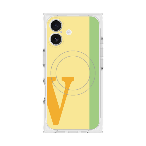 プレミアムスクエアケース with MagSafe［ オリジナル - initial color line - V yellow ］