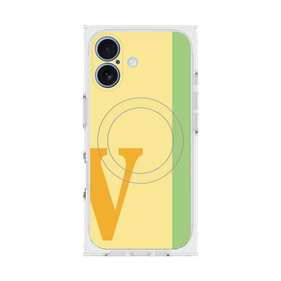 プレミアムスクエアケース with MagSafe［ オリジナル - initial color line - V yellow ］