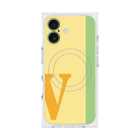 プレミアムスクエアケース with MagSafe［ オリジナル - initial color line - V yellow ］