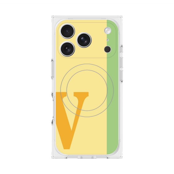 プレミアムスクエアケース with MagSafe［ オリジナル - initial color line - V yellow ］