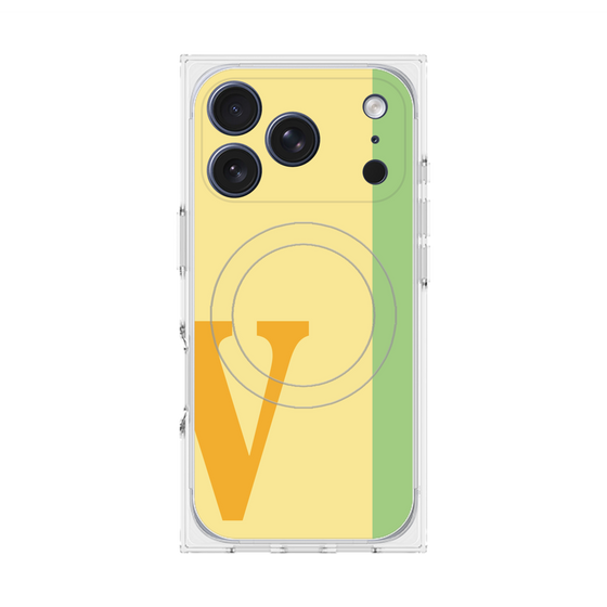 プレミアムスクエアケース with MagSafe［ オリジナル - initial color line - V yellow ］
