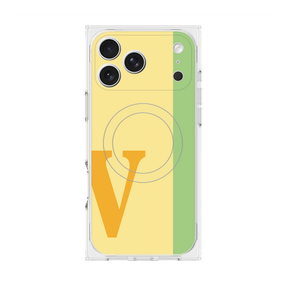 プレミアムスクエアケース with MagSafe［ オリジナル - initial color line - V yellow ］