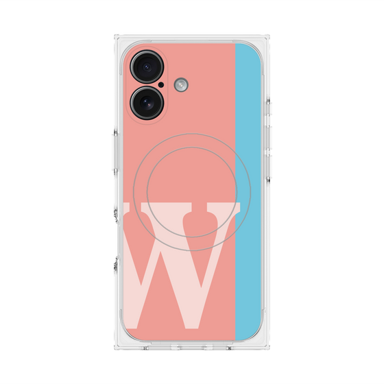 プレミアムスクエアケース with MagSafe［ オリジナル - initial color line - W pink ］