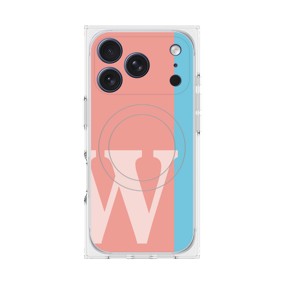 プレミアムスクエアケース with MagSafe［ オリジナル - initial color line - W pink ］