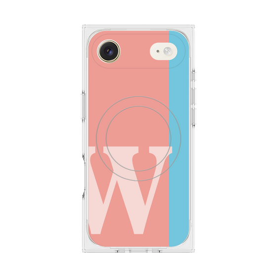 プレミアムスクエアケース with MagSafe［ オリジナル - initial color line - W pink ］