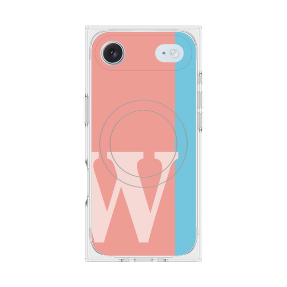 プレミアムスクエアケース with MagSafe［ オリジナル - initial color line - W pink ］