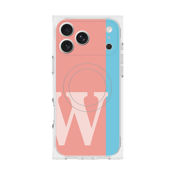 プレミアムスクエアケース with MagSafe［ オリジナル - initial color line - W pink ］