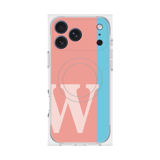 プレミアムスクエアケース with MagSafe［ オリジナル - initial color line - W pink ］
