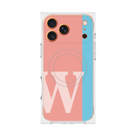 プレミアムスクエアケース with MagSafe［ オリジナル - initial color line - W pink ］