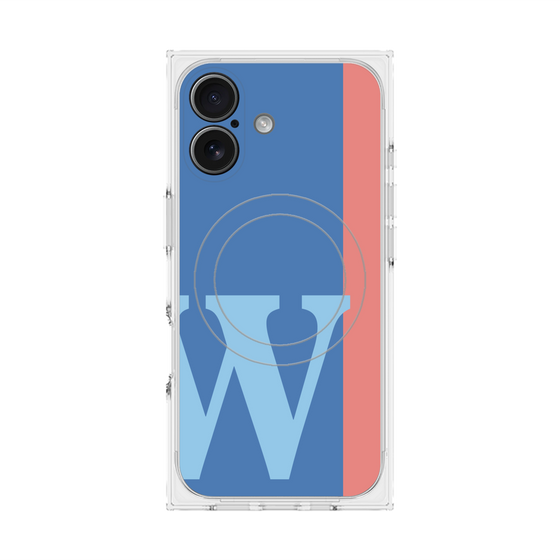 プレミアムスクエアケース with MagSafe［ オリジナル - initial color line - W blue ］