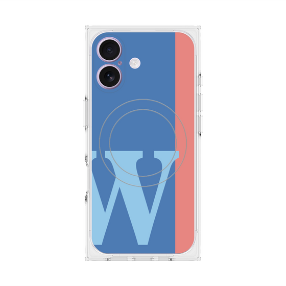 プレミアムスクエアケース with MagSafe［ オリジナル - initial color line - W blue ］