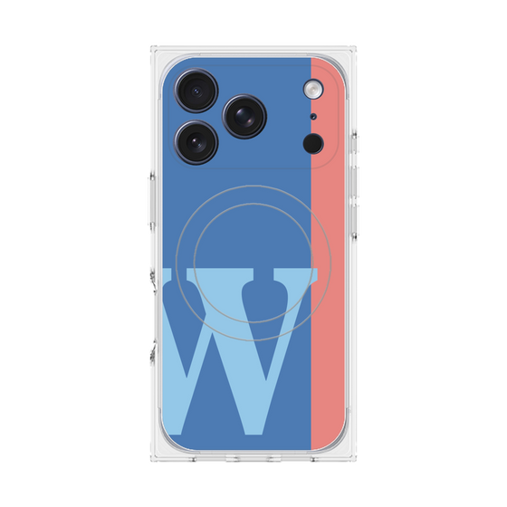 プレミアムスクエアケース with MagSafe［ オリジナル - initial color line - W blue ］