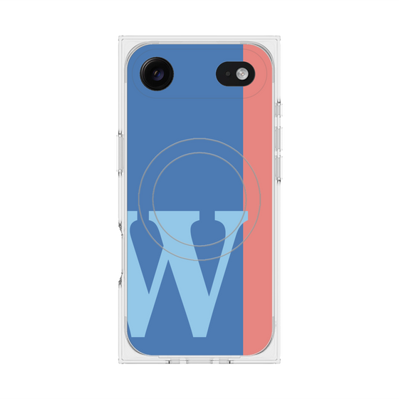プレミアムスクエアケース with MagSafe［ オリジナル - initial color line - W blue ］