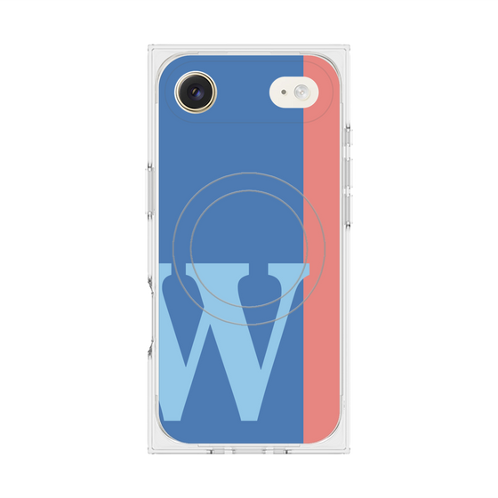 プレミアムスクエアケース with MagSafe［ オリジナル - initial color line - W blue ］