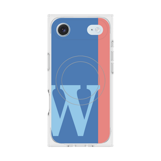 プレミアムスクエアケース with MagSafe［ オリジナル - initial color line - W blue ］