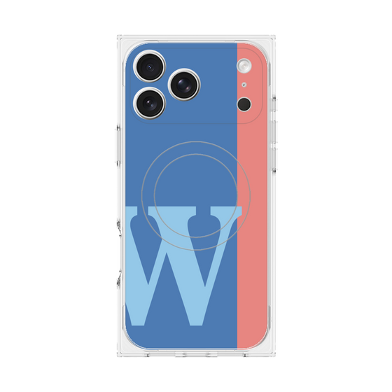 プレミアムスクエアケース with MagSafe［ オリジナル - initial color line - W blue ］