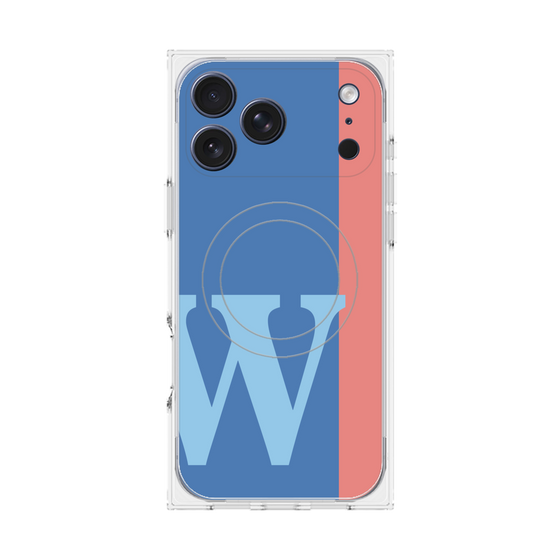 プレミアムスクエアケース with MagSafe［ オリジナル - initial color line - W blue ］