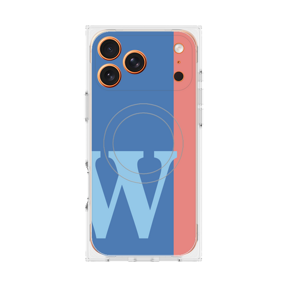 プレミアムスクエアケース with MagSafe［ オリジナル - initial color line - W blue ］